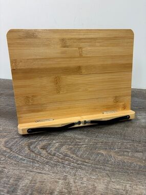 📚 Adjustable Bamboo Book Stand – Foldable Cookbook /Tablet Holder  Reading Stand